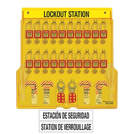 Master Lock 1484BP410ES - Lockout Station,Filled,Ylw,Keyed Diff