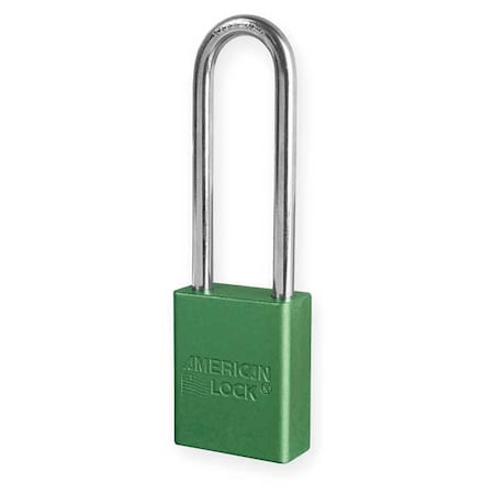 American Lock A1107GRN - Lockout Padlock, Keyed Different, Aluminum, Green, 3 in Shackle Height, 1 1/2 in Body Width