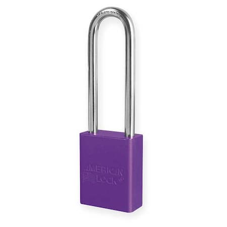 American Lock A1107KAPRP - Lockout Padlock, Keyed Alike, Aluminum, Purple, 3 in Shackle Height, 1 1/2 in Body Width