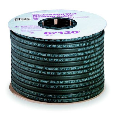 Raychem 734921-000 - Cut-to-Length Electric Heating Cable, -40 Degrees F to 150 Degrees F, 120 V AC, 250 ft L x 7/16 in W, Indoor/Outdoor