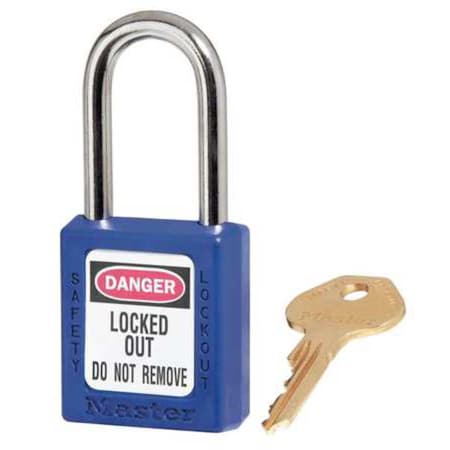 Master Lock 410KAS3BLU - Lockout Padlock, Keyed Alike, Thermoplastic, Blue, 1 1/2 in Shackle Height, 1 1/2 in Body Width