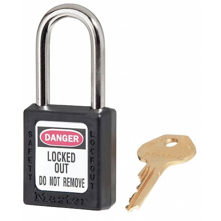 Master Lock 410KAS12BLK - Lockout Padlock, Keyed Alike, Thermoplastic, Black, 1 1/2 in Shackle Height, 1 1/2 in Body Width
