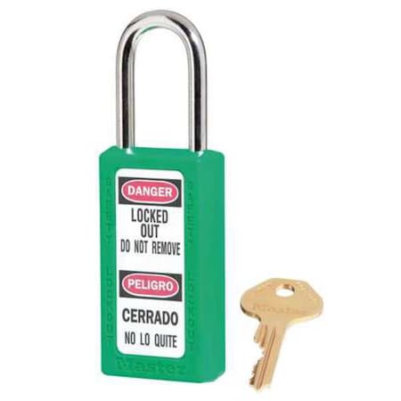 Master Lock 411GRN - Lockout Padlock, Keyed Different, Thermoplastic, Green, 1 1/2 in Shackle Height