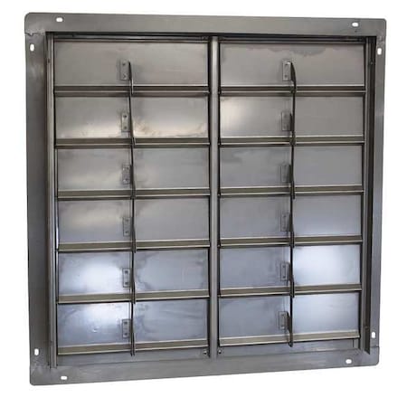 Dayton 4FZJ8 - 24 in 27"H-W 5 1/4"L SS Backdraft Dampr, 24-1/2 in x 24-1/2 in, Stainless Steel