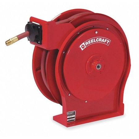Reelcraft 5650 OLP-SE - Spring Return Hose Reel, 3/8 in Hose Diameter, 50 ft Length, 300 psi Max. Pressure, Brass, Red