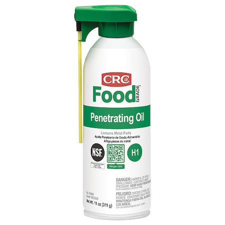 Crc 03086 - Food Grade Penetrating Oil, H1 Food Grade, 32 to 300 Degrees F, 11 oz Aerosol Can, Colorless