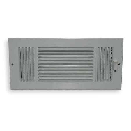 N/A 4JRP6 - Sidewall/Ceiling Register, 12 in W x 6 in H Opening, White, Steel, Three-Way, Surface Mount