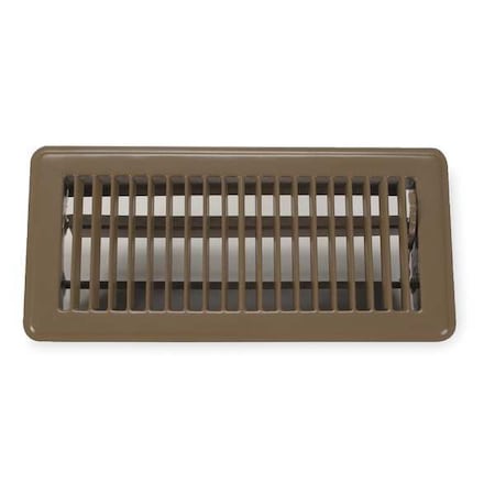 N/A 4JRR4 - Lay-In Floor Register, 10 in W x 4 in H Opening, 170 cfm, Brown, Steel, One-Way Airflow