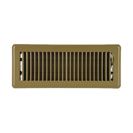 N/A 4JRR5 - Lay-In Floor Register, 12 in W x 4 in H Opening, Louvered, Brown, Steel, One-Way Airflow