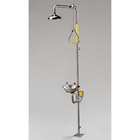 Speakman SE-626 - Emergency Shower Combination, Floor Mount, Stainless Steel Pipe, 93.75 H, Stainless Steel Bowl