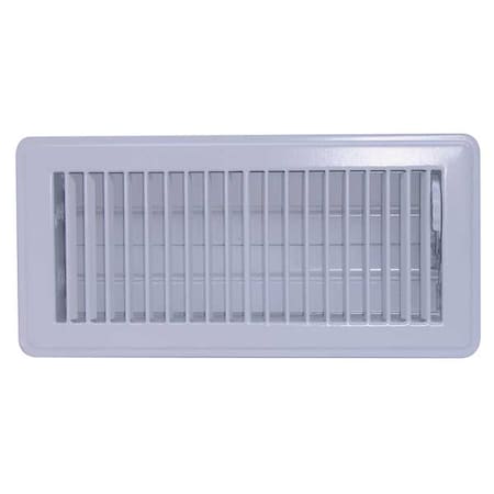 N/A 4MJE3 - Lay-In Floor Register, 10 in W x 4 in H Opening, White, Steel, One-Way Airflow