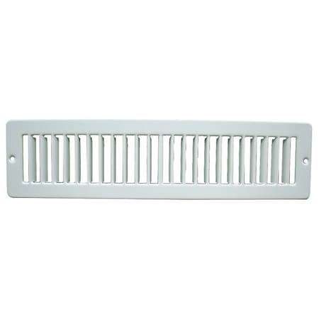 N/A 4MJD5 - Toe Space Return Air Grille, 12 in W x 2 in H Opening, White, Steel, One-Way Airflow, Surface Mount