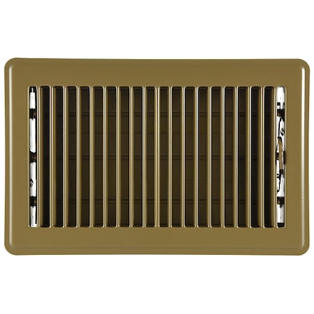N/A 4MJE6 - Lay-In Floor Register, 10 in W x 6 in H Opening, Brown, Steel, One-Way Airflow