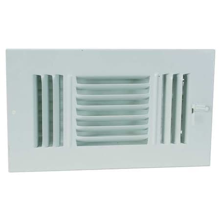 N/A 4MJG7 - Sidewall/Ceiling Register, 10 in W x 8 in H Opening, White, Steel, Three-Way, Surface Mount