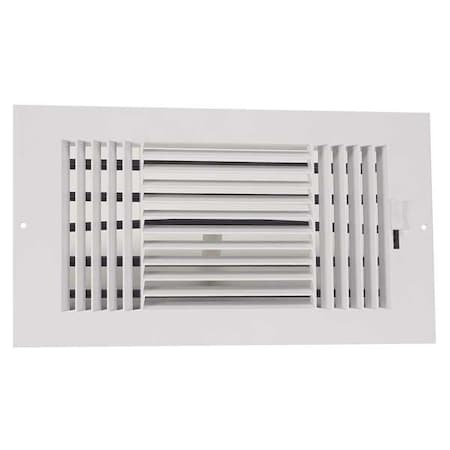 N/A 4JRU3 - Sidewall/Ceiling Register, 10 in W x 6 in H Opening, White, Plastic, Three-Way, Surface Mount