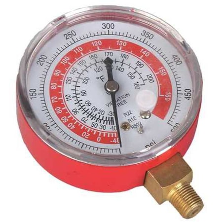 Dayton 4PDJ8 - Gauge,2-3/4 In Dia,High Side,Red,500 psi