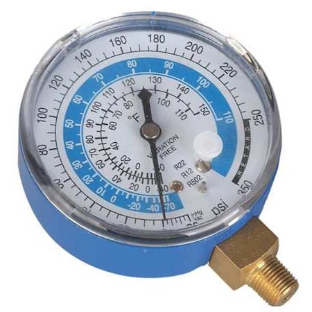 Dayton 4PDJ9 - Gauge,2-3/4 In Dia,Low Side,Blue,350 psi