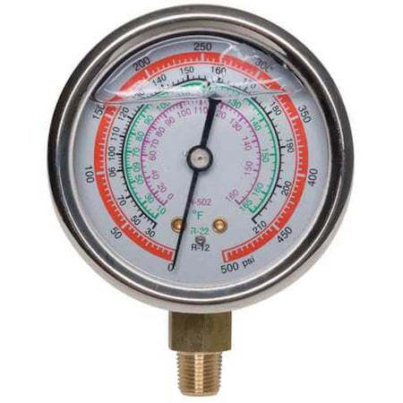 Dayton 4PDK1 - Gauge,2-3/4 In Dia,High Side,Red,500 psi