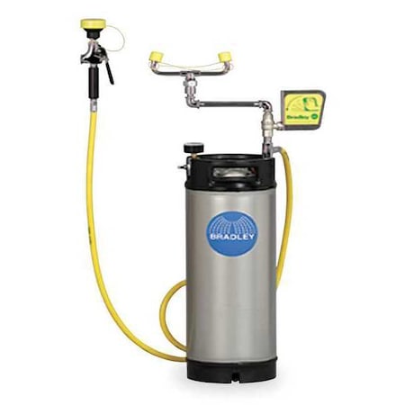 Bradley S19-672 - Pressurized Portable Eyewash, Pressurized, 5 gal Tank Capacity, Portable, 26 in H., 9 in W