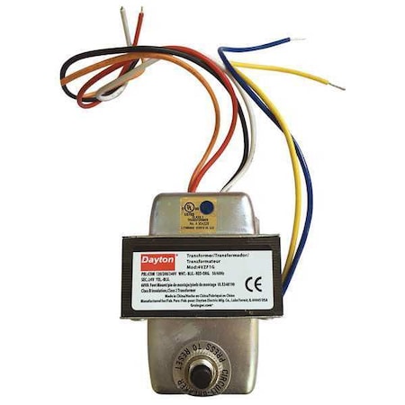 Dayton 4VZF1 - Class 2 Transformer, 60 VA, Not Rated, 24 V AC, 120/208/240 V AC