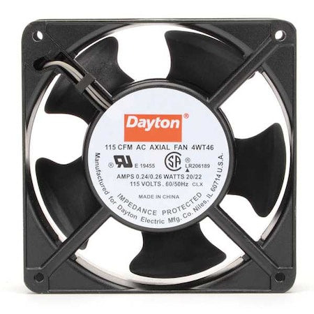 Dayton 4WT46 - 4-11/16 in H x 4-11/16 in W Square Axial Fan, 1-1/2 in D, 115 CFM, 115 V AC, IP20