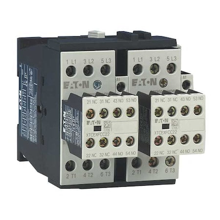 Eaton XTCR025C21C - IEC Magnetic Contactor, 1 NC/2 NO, 480 V AC, 3 P, Reversing, Screw