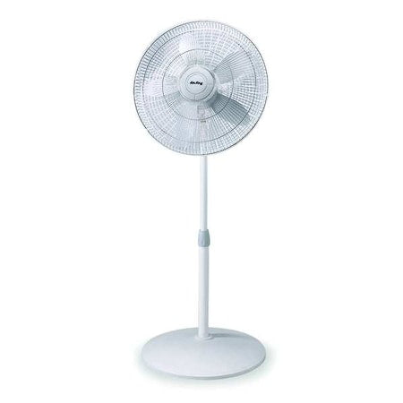 Air King 9119 - 18" Blade Dia Pedestal Fan, Oscillating, 3 Speeds, 120 VAC, White, Head Tilting Adjustment