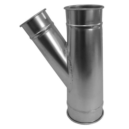 Nordfab 8040003000 - Round 4"dia 17"L 30 Degrees GSteel Wye Branch, 4 in Duct Dia, Galvanized Steel, 22 ga GA, 17" L