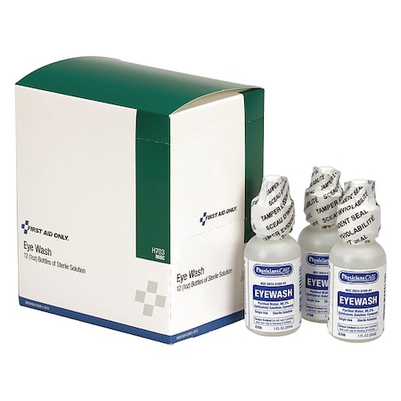 First Aid Only H703 - Eyewash Bottle Kit, Tamper-Resistant, 1 oz, Includes 12 Bottles