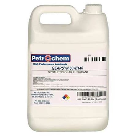 Petrochem GEARSYN 80W-140-001 - Lubricant, 1 gal, Jug, Synthetic Base, 450 Degrees F Max Op Temp, Amber, GEARSYN Series
