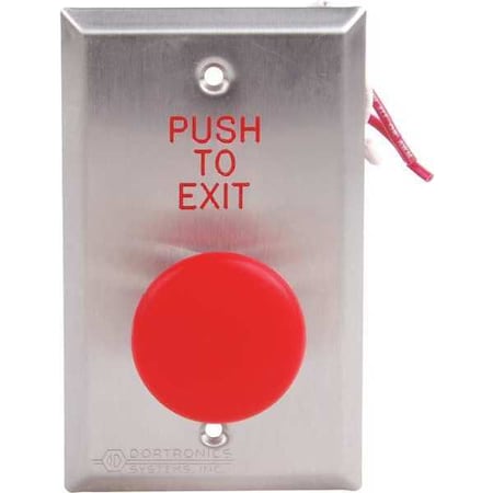 Dortronics 5211-MP23DA/RxE1 - Push to Exit Button,125 VAC,Red Button