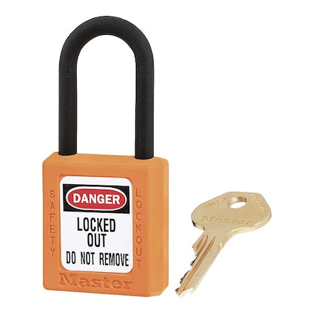 Master Lock 406KAORJ 4XX0005 - Lockout Padlock, Keyed Alike, Thermoplastic, Orange, 1 1/2 in Shackle Height, 1 1/2 in Body Width