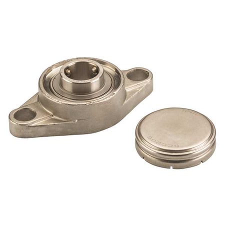 Ntn SUCFL208-24CCFG1 - 2 Holes, Rhombus Housing, 2 Bolt Flange Bearing, Radial Ball, 1-1/2 in Dia, Stainless Steel, Set Screw