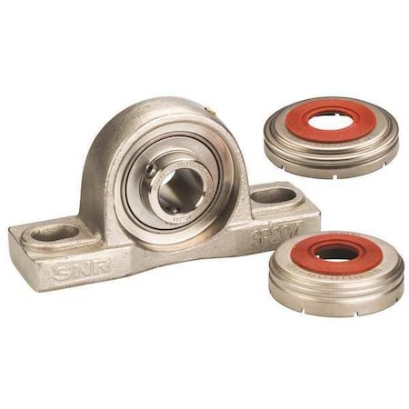 Ntn SUCP206-20C0FG1 - Pillow Block Bearing, Stainless Steel Housing Material, Set Screw, Ball, 1-1/4 in Dia, Stainless Steel Insert Material