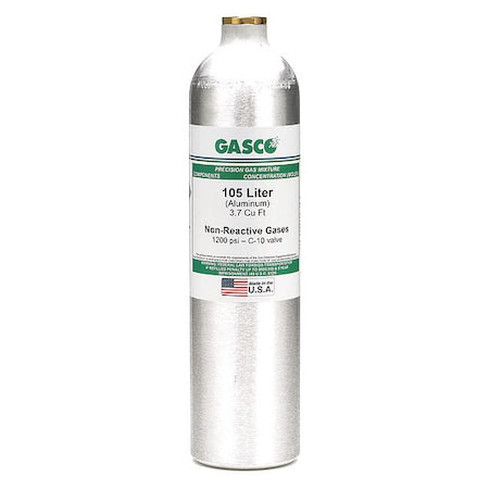 Gasco 1035ES-161-16 - Calibration Gas, Nitrogen, Oxygen, 105 L, C-10 Connection, +/-2% Accuracy, 1,200 psi Max. Pressure