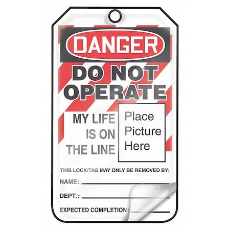 Accuform MLT600LPP - Danger Tag, Danger, Plastic, 3 1/4 in Width, 5 3/4 in Height, Write On Surface: Yes ,25 PK