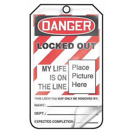 Accuform MLT609LPM - Lockout Tag, Danger, Plastic, 3 1/4 in Width, 5 3/4 in Height, Write On Surface: Yes ,5 PK
