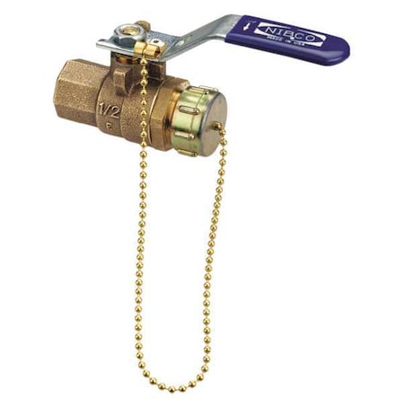 Nibco T5857066HC 1/2 - 1/2" FNPT x Hose Cap Bronze Ball Valve Inline