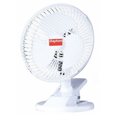 Dayton 410C95 - 6" Blade Dia Table & Floor Fan, Non-Oscillating, 2 Speeds, 120 VAC, White