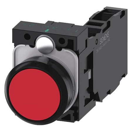 Siemens 3SU1100-0AB20-1FA0 - Flush Push Buttn Op,Non Illum,Red,1 NO/1 NC