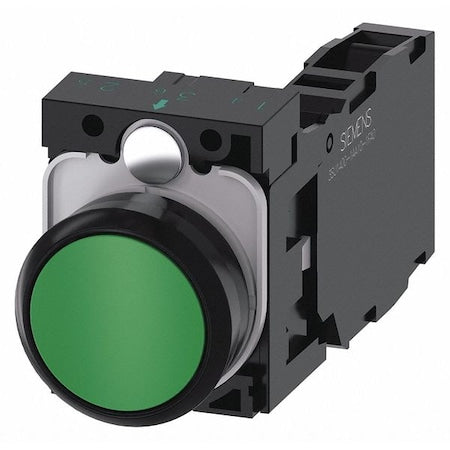 Siemens 3SU1100-0AB40-1FA0 - Flush Push Buttn Op,Non Illum,Grn,1 NO/1 NC
