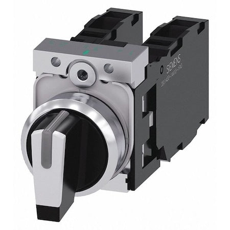Siemens 3SU1150-2BM60-1LA0 - Selector Swtch,Illum,3 Pos,22mm,Black White