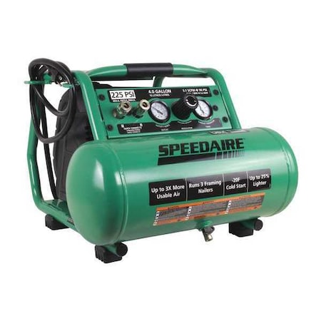 Speedaire AM1-HE15-03QG - Portable Air Compressor,Oil Free,1.70 HP