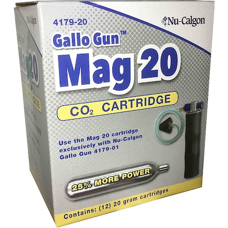 Nu-Calgon 4179-20 - CO2 Cartridge, 9 1/2 in L, 800 psi,PK12