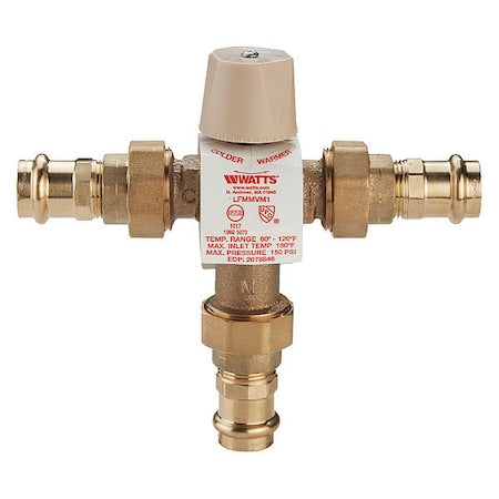 Watts 3/4 LFMMVM1-UT-PRESS - Mixing Valve,0.5 to 12 gpm,3/4" Inlet Sz
