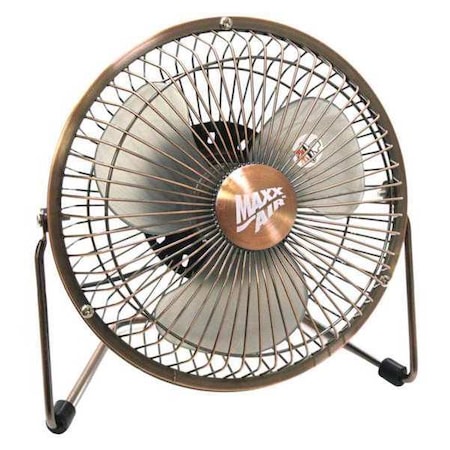 Maxx Air HVDF6UPS - Desk Fan, Table Fan, Portable Fan, USB Fan, 1 Speeds, Copper, Desk Fan, AC Adapter