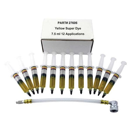 Supercool 27606 - A/C Dye Syringes Kit,7 in,Plastic,PK12