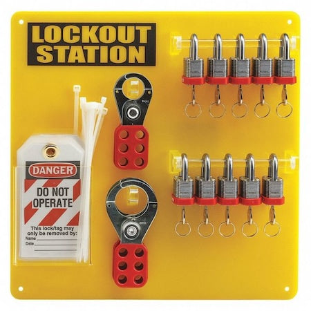Condor 437R74 - Padlock Station,Black/Yellow,13-1/2" H