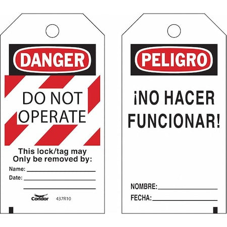 Condor CNDR-51511-7 - Lockout Tag, Danger, Polyester, 3 in Width, 5 3/4 in Height, Write On Surface: Yes ,25 PK
