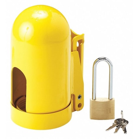 Condor 437R36 - Locking Cylinder Cap, Yellow, Steel, 1 Max. No. of Padlocks, 1/4 in Max. Shackle Dia.